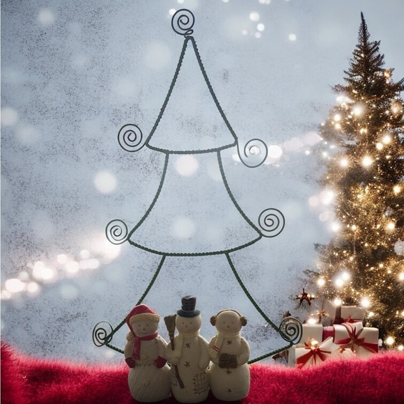 HALLMARK Snowmen & Christmas Tree Metal Card Holder Photo Display - Picture 4 of 8